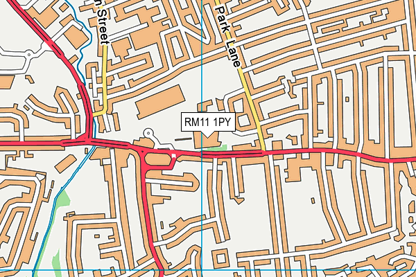 RM11 1PY map - OS VectorMap District (Ordnance Survey)