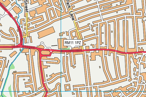 RM11 1PZ map - OS VectorMap District (Ordnance Survey)