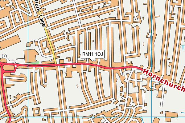 RM11 1QJ map - OS VectorMap District (Ordnance Survey)