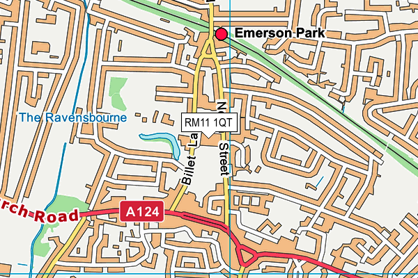 RM11 1QT map - OS VectorMap District (Ordnance Survey)