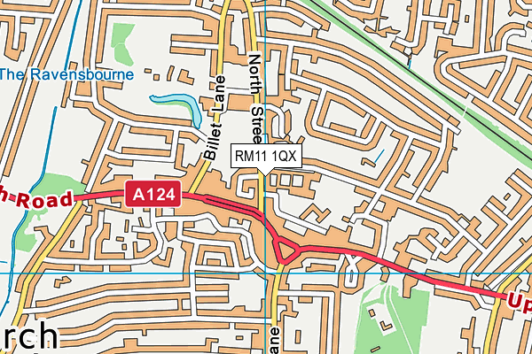 RM11 1QX map - OS VectorMap District (Ordnance Survey)