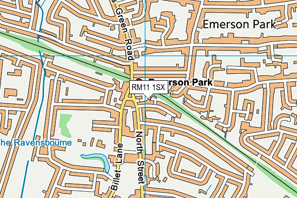 RM11 1SX map - OS VectorMap District (Ordnance Survey)