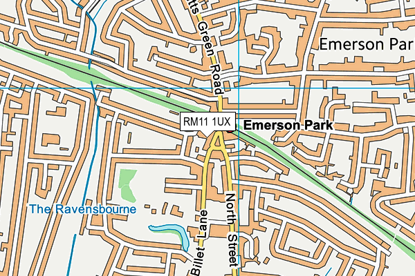 RM11 1UX map - OS VectorMap District (Ordnance Survey)