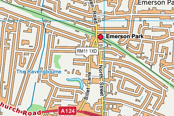 RM11 1XD map - OS VectorMap District (Ordnance Survey)