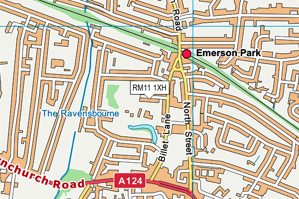 RM11 1XH map - OS VectorMap District (Ordnance Survey)