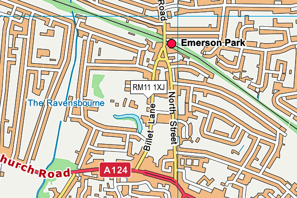 RM11 1XJ map - OS VectorMap District (Ordnance Survey)