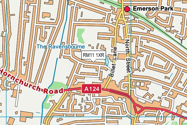 RM11 1XR map - OS VectorMap District (Ordnance Survey)