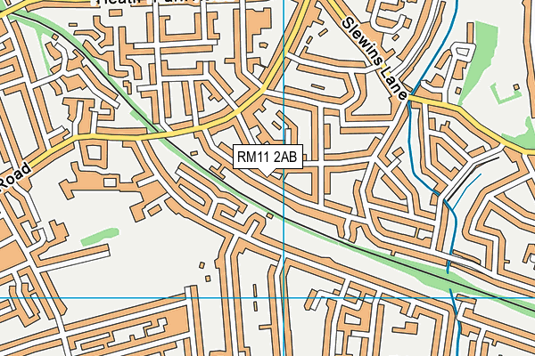 RM11 2AB map - OS VectorMap District (Ordnance Survey)