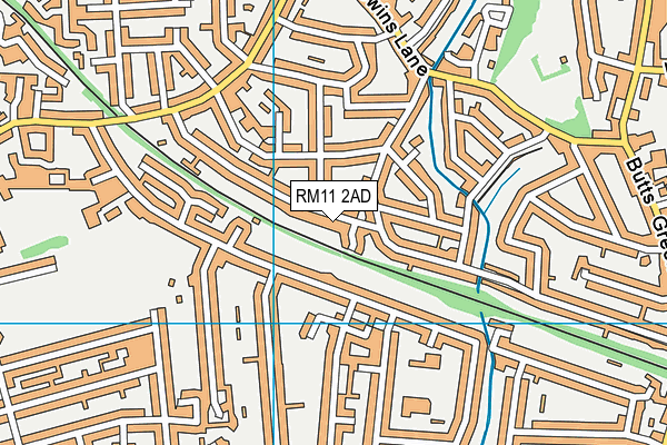 RM11 2AD map - OS VectorMap District (Ordnance Survey)