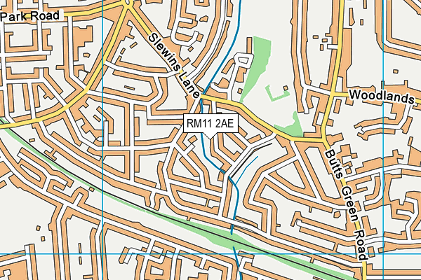 RM11 2AE map - OS VectorMap District (Ordnance Survey)