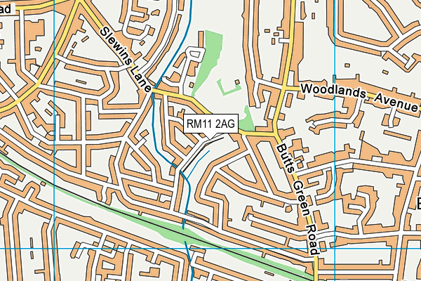 RM11 2AG map - OS VectorMap District (Ordnance Survey)