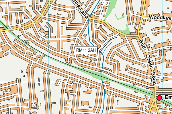 RM11 2AH map - OS VectorMap District (Ordnance Survey)