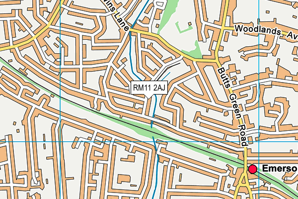 RM11 2AJ map - OS VectorMap District (Ordnance Survey)
