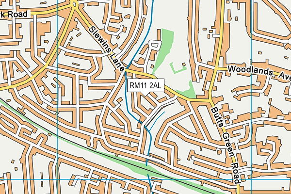 RM11 2AL map - OS VectorMap District (Ordnance Survey)