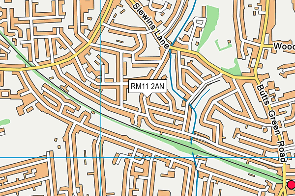 RM11 2AN map - OS VectorMap District (Ordnance Survey)