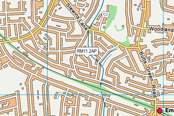 RM11 2AP map - OS VectorMap District (Ordnance Survey)