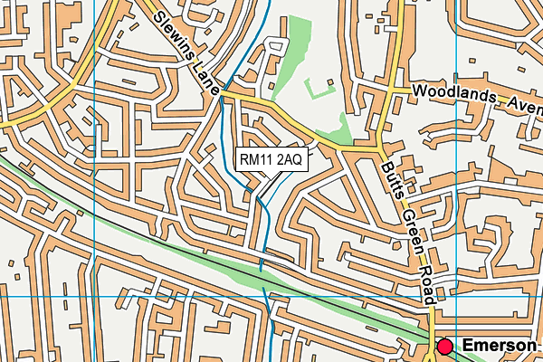 RM11 2AQ map - OS VectorMap District (Ordnance Survey)