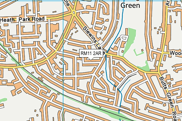 RM11 2AR map - OS VectorMap District (Ordnance Survey)