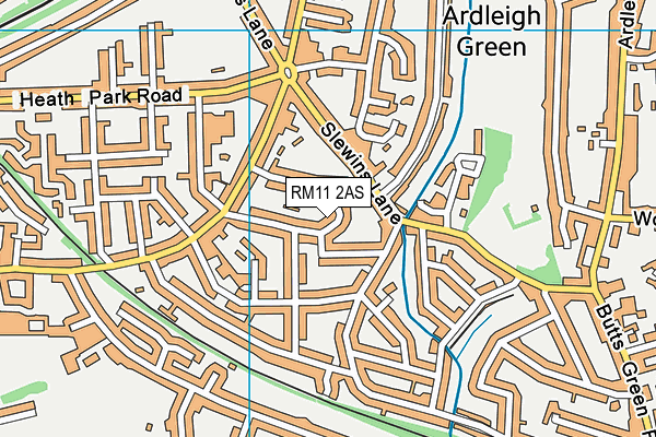 RM11 2AS map - OS VectorMap District (Ordnance Survey)