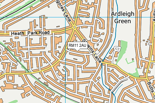 RM11 2AU map - OS VectorMap District (Ordnance Survey)