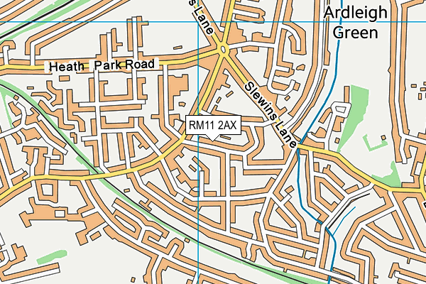 RM11 2AX map - OS VectorMap District (Ordnance Survey)