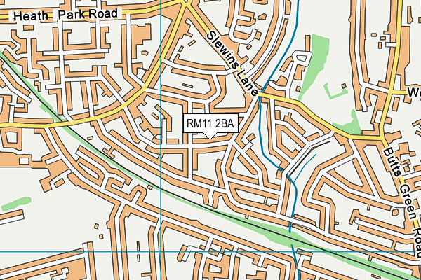 RM11 2BA map - OS VectorMap District (Ordnance Survey)