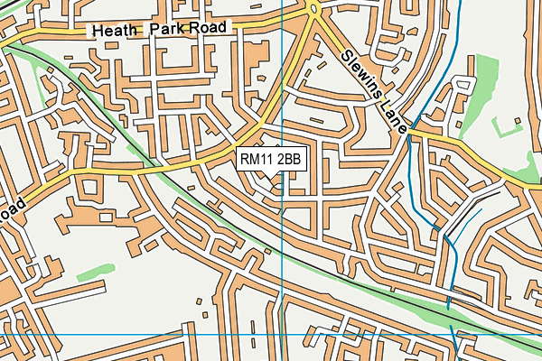 RM11 2BB map - OS VectorMap District (Ordnance Survey)
