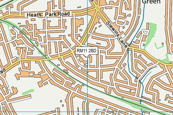 RM11 2BD map - OS VectorMap District (Ordnance Survey)