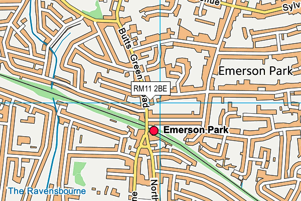 RM11 2BE map - OS VectorMap District (Ordnance Survey)