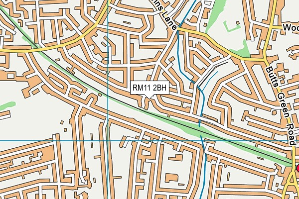 RM11 2BH map - OS VectorMap District (Ordnance Survey)