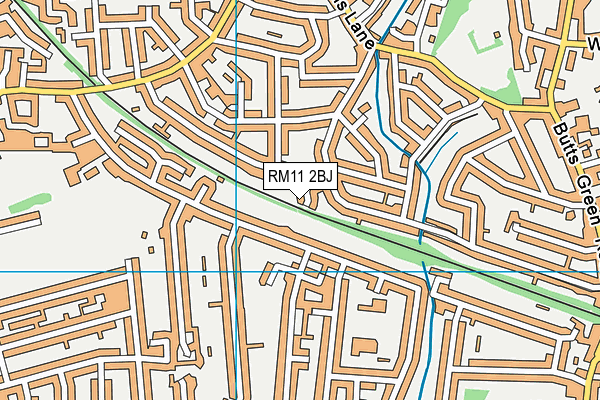 RM11 2BJ map - OS VectorMap District (Ordnance Survey)