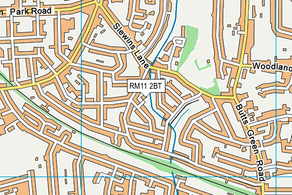 RM11 2BT map - OS VectorMap District (Ordnance Survey)