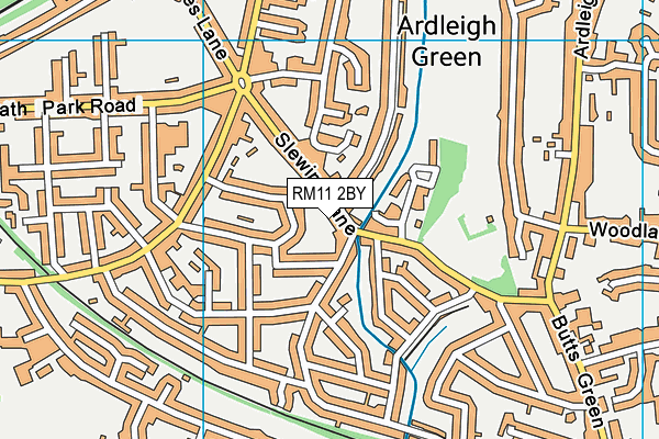 RM11 2BY map - OS VectorMap District (Ordnance Survey)