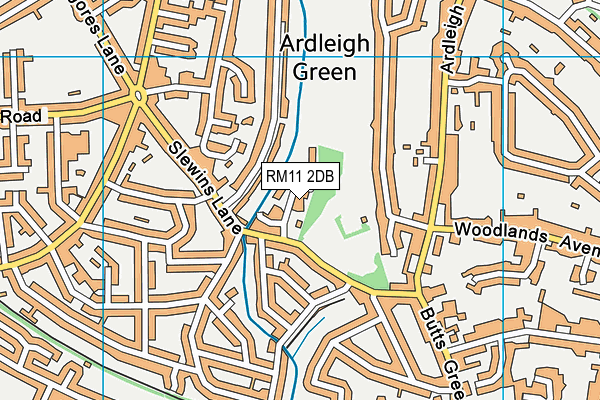 RM11 2DB map - OS VectorMap District (Ordnance Survey)