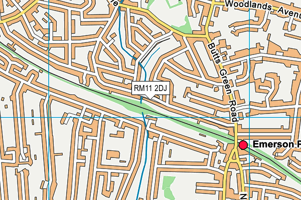 RM11 2DJ map - OS VectorMap District (Ordnance Survey)