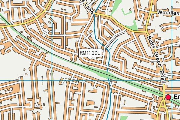 RM11 2DL map - OS VectorMap District (Ordnance Survey)