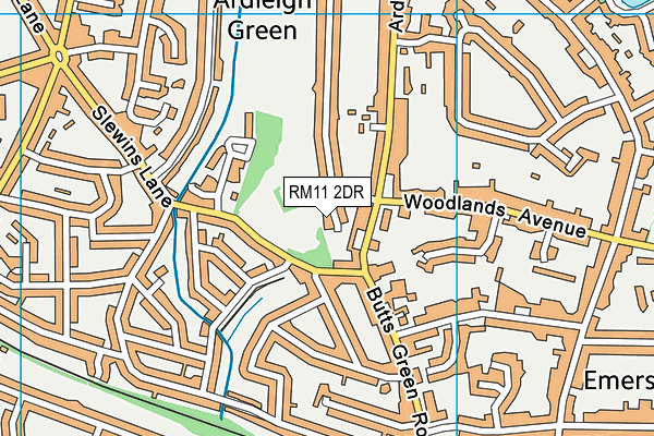 RM11 2DR map - OS VectorMap District (Ordnance Survey)