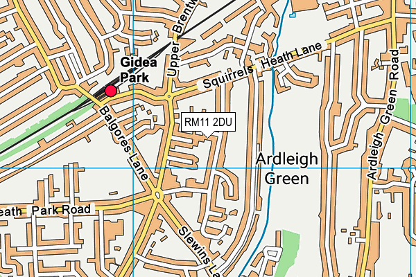 RM11 2DU map - OS VectorMap District (Ordnance Survey)