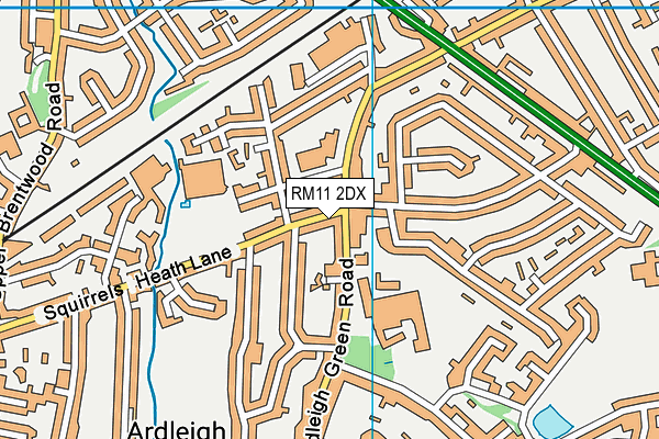 RM11 2DX map - OS VectorMap District (Ordnance Survey)