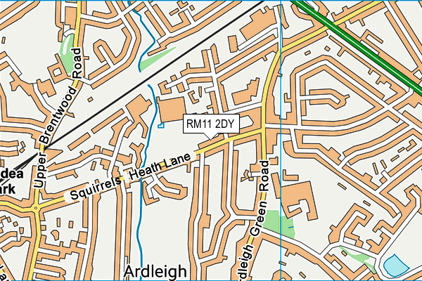 RM11 2DY map - OS VectorMap District (Ordnance Survey)