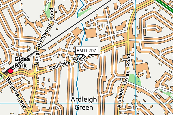 RM11 2DZ map - OS VectorMap District (Ordnance Survey)