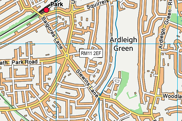 RM11 2EF map - OS VectorMap District (Ordnance Survey)