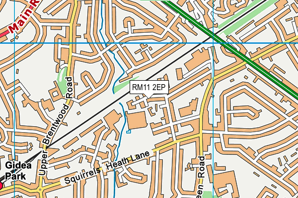 RM11 2EP map - OS VectorMap District (Ordnance Survey)