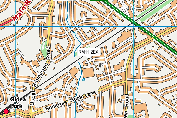 RM11 2EX map - OS VectorMap District (Ordnance Survey)