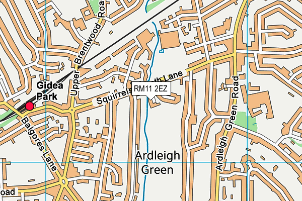 RM11 2EZ map - OS VectorMap District (Ordnance Survey)