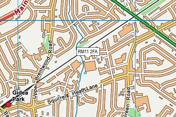 RM11 2FA map - OS VectorMap District (Ordnance Survey)