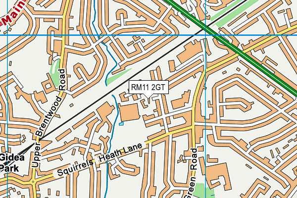 RM11 2GT map - OS VectorMap District (Ordnance Survey)