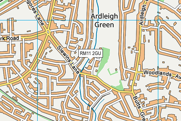 RM11 2GU map - OS VectorMap District (Ordnance Survey)