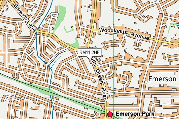 RM11 2HF map - OS VectorMap District (Ordnance Survey)