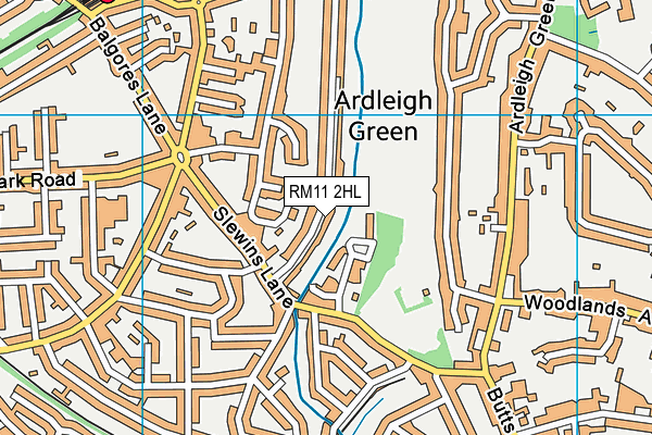 RM11 2HL map - OS VectorMap District (Ordnance Survey)